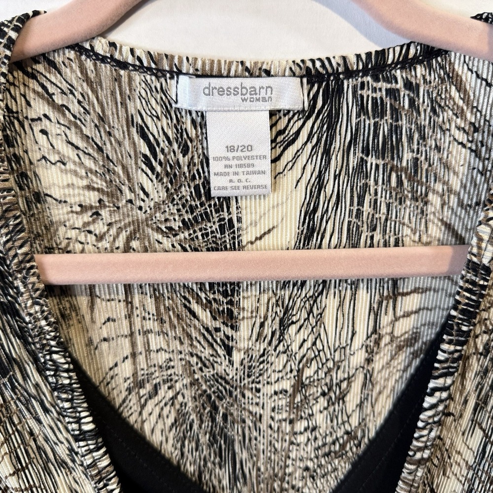 DressBarn Y2K Women's Plus 18/20 Black Gold Crinkle Top Asymmetrical Stretch - Picture 6 of 9
